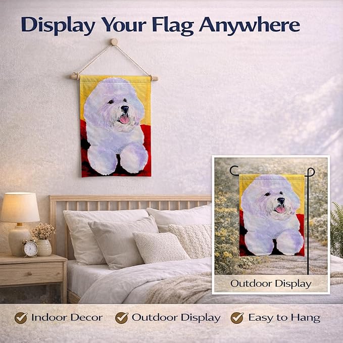 Caroline's Treasures SS8921GF Bichon Frise Garden Flag Mailbox Flag Decorative Yard Flag Banner Outside Patio Artwork Yard Flower Beds, Garden Size, Multicolor