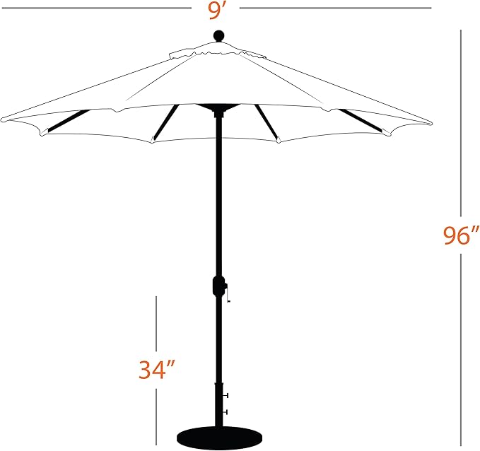 Galtech Deluxe Octagon Patio Umbrella 9FT, Auto Tilt Market Umbrella, Navy Sunbrella Fabric, Bronze Frame, 3-Year Warranty for Outdoor Use