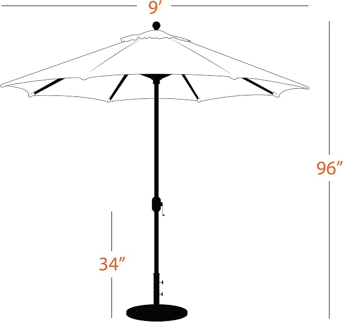 Galtech Premium 9 FT Market Umbrella, Octagon Patio Shade with Auto Tilt, Powder Coated Aluminum, Sunbrella Fabric, Outdoor Living (9-FT Antique Bronze Frame Sunbrella: Tuscan)