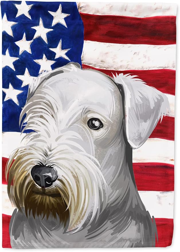 Caroline's Treasures CK6485GF Cesky Terrier Dog American Flag Garden Flag Mailbox Flag Decorative Yard Flag Banner Outside Patio Artwork Yard Flower Beds, Garden Size, Multicolor