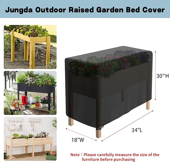 Outdoor Raised Garden Bed Cover for Winter, Waterproof Raised Planter Box Stand Cover - 34 x 18 x 30 inch
