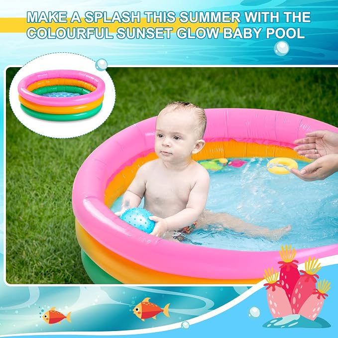 Jerify 10 Pack Kiddie Pools Bulk for Toddler 34x10 Inch Inflatable Kids Swimming Pool Round 3 Rings Small Baby Infant Blow up Padding Ball Pond for Outdoor Garden Backyard Water Game Play Center