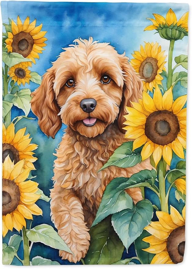 Caroline's Treasures DAC6057GF Cockapoo in Sunflowers Garden Flag Mailbox Flag Decorative Yard Flag Banner Outside Patio Artwork Yard Flower Beds, Garden Size, Multicolor