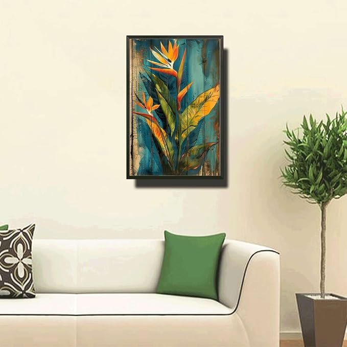 Metal Sign Tin Sign Vintage Vintage Bird of Paradise Tin Sign for Exotic Garden Decor Rustic Wall Art and Distressed Wood Pan Gardening Decor Gift for Room 12×16 Inches with Metal Frame