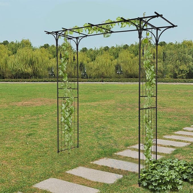 Garden Arch Trellis for Climbing Plants Outdoor, Metal Arch Frame Garden Arbors and Arches, Outdoor Archway Metal Arch Backdrop Stand for Flower Vines Wedding Bridal Birthday Party Decoration