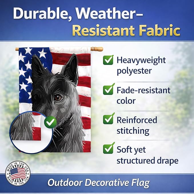 Caroline's Treasures CK6701CHF Seskar Seal Dog American Flag House Flag Large Porch Sleeve Pole Decorative Outside Yard Banner Artwork Wall Hanging, Polyester, House Size, Multicolor