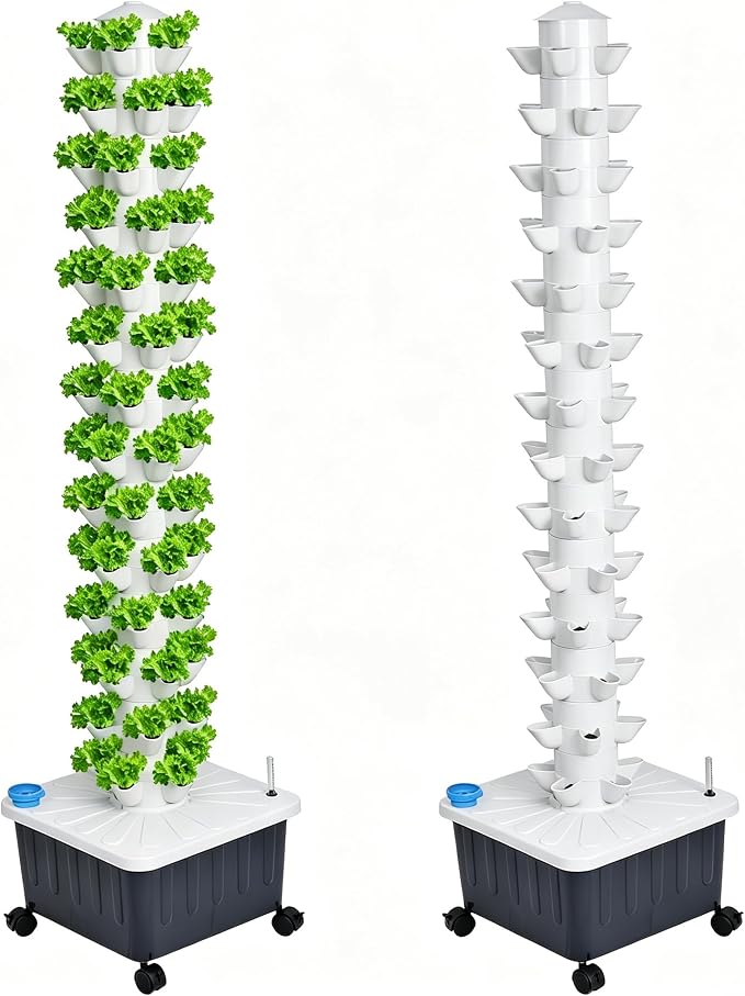 14 Layer Hydroponic Tower 70 Slot Vertical Garden Grow Kit | 14-Layer hydroponic tower 70-slot vertical garden kit with 20L tank pump for indoor balcony patio