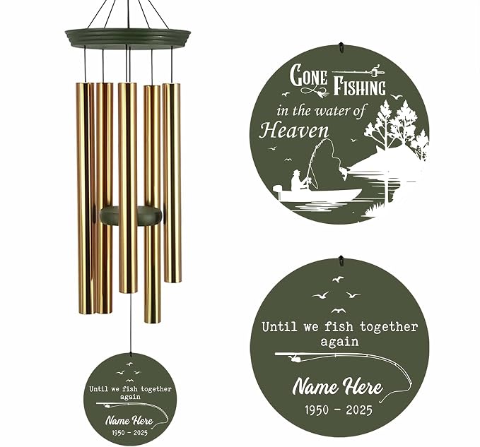 ASTARIN Sympathy Gifts for Loss of Loved One, Condolences Wind Chimes for Loss Grandfather Dad Friends Who Like Fishing, Care Package for Grieving Friend(Produced in Texas)