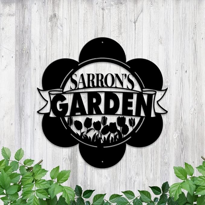 MeMate Custom Metal Garden Signs - Personalize Outdoor Decor, Metal Plaque for Women, Mom, Grandma, Rustic She Shed Decorations