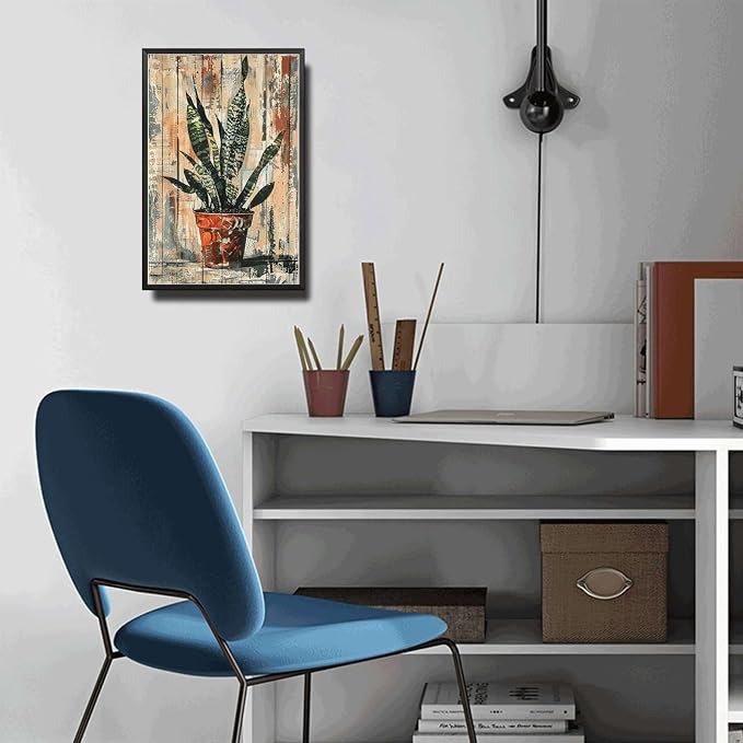 Metal Sign Tin Sign Vintage Wall Art Vintage Snake Plant Tin Sign for Shabby Chic Elements Distressed Wood Art and Robust Plant Di Garden Tin Sign for Home Decor 8×12 Inches with Metal Frame