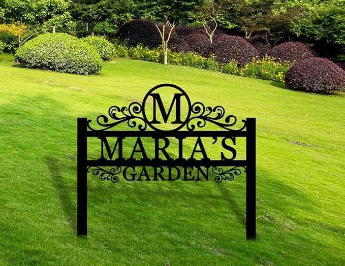 Personalized Yard Sign With Metal Stake, Custom Initial Sign, Large Monogram Sign, Cottage Decor, Garden Signs Decorative Outdoor, Present for Grandmother, Garden Present