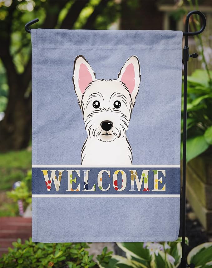 Caroline's Treasures BB1412GF Westie Welcome Garden Flag, Blue Mailbox Flag Decorative Yard Flag Banner Outside Patio Artwork Yard Flower Beds, Garden Size, Multicolor