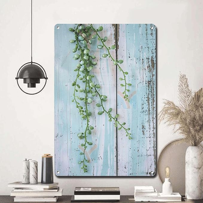 Metal Sign Tin Sign Vintage Wall Art Delicate String of Pearls Tin Sign for Vintage Paintings Shabby Chic Touch and Simple Beauty Admir Gardening Decor Gift for Home Decor 6×8 Inches
