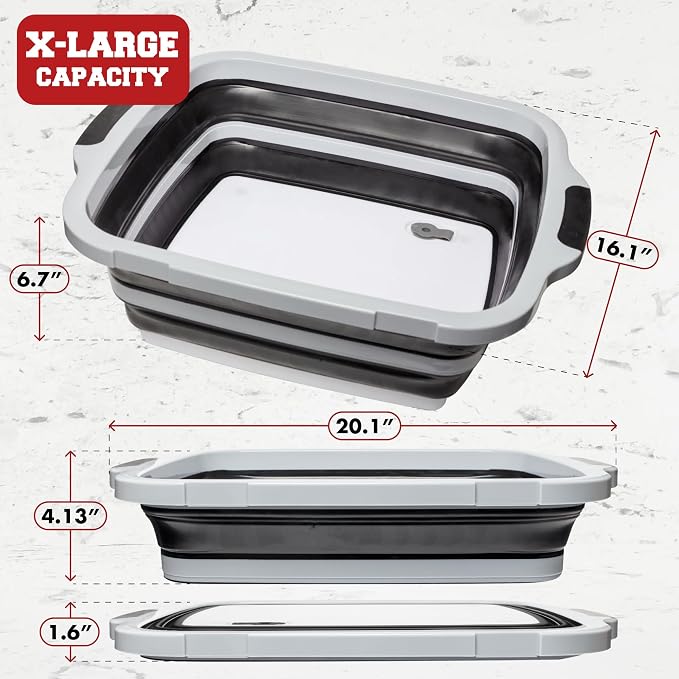 KITCHEN PERFECTION Collapsible XL Smoker & BBQ Prep Tub with Locking Lid | Includes Cutting Board, Meat Marinade & Brine Container For Turkey, Brisket & Ribs - Best Grill Accessories Gifts For Men