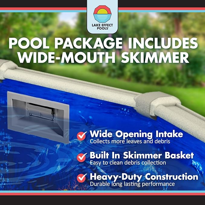 Lake Effect Pools 'Bermuda' 18 ft x 33 ft Oval Above Ground Swimming Pool | 48 Inch Resin Protected Steel Sided Walls | Bundle Includes: 25 Gauge Overlap Liner & Widemouth Skimmer