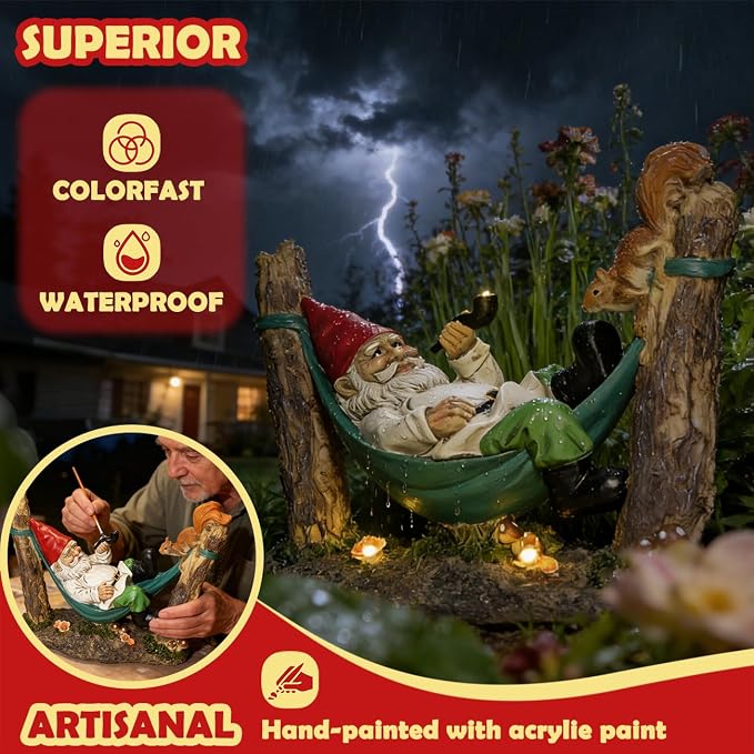 Sunthus Garden Gnome Figurine Garden Statues Yard Art Resin Decorations | 10 Inch Outdoor Garden Décor