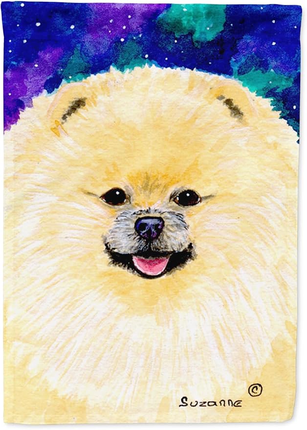 Caroline's Treasures SS8997GF Pomeranian Garden Flag Mailbox Flag Decorative Yard Flag Banner Outside Patio Artwork Yard Flower Beds, Garden Size, Multicolor