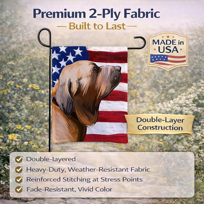 Caroline's Treasures CK6522GF Fila Brasileiro Dog American Flag Garden Flag Mailbox Flag Decorative Yard Flag Banner Outside Patio Artwork Yard Flower Beds, Garden Size, Multicolor