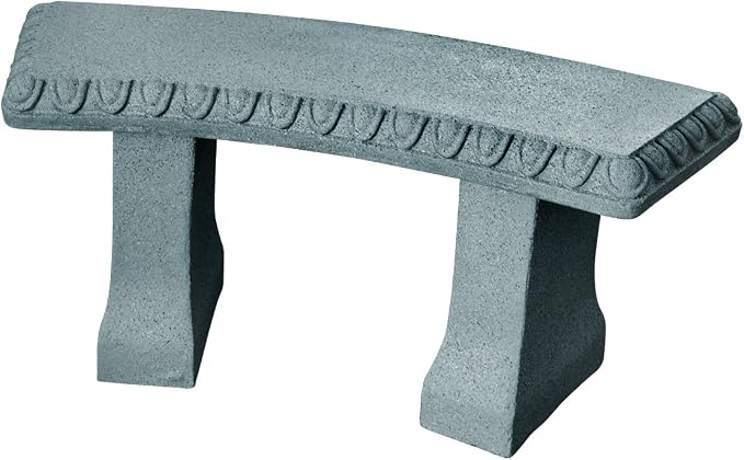 EMSCO Group Garden Bench Statue Resin Construction with Natural Granite Look Lightweight Decorative Indoor/Outdoor Bench 12 Inch Height
