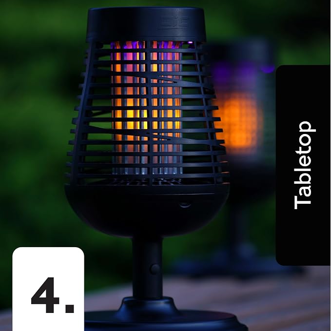 PIC Bug Zapper, 600V Solar Powered Insect Trap & Fly Zapper for Outdoor Use, LED Flickering Flame, Activates Automatically in Dark, Weatherproof Outdoor Fly Trap, Kills Bugs on Contact, Twin Pack