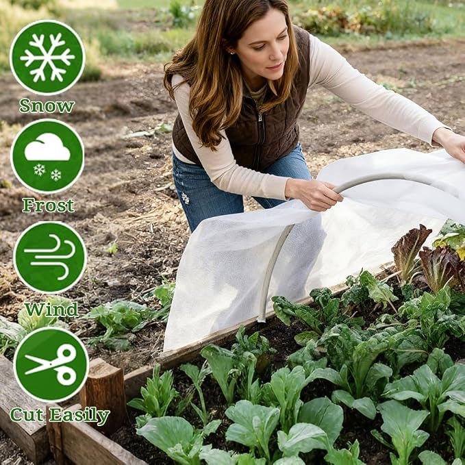 Plant Covers Freeze Protection with Ultra Fine Mesh Reusable Floating Row Cover for Plants Vegetables Flowers Fruits Frost Sun Protection 1.2oz/yd² (8x33ft)