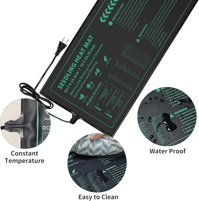 Seedling Heat Mat Durable Waterproof Plant Heating Pad 10"x 20.75" for Germination, Indoor Gardening, Greenhouse