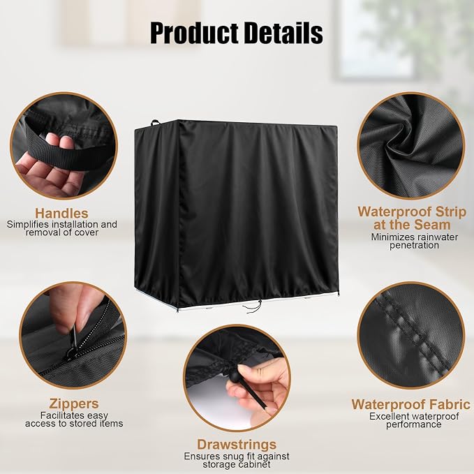 Kasla Storage Cabinet Cover, Outdoor Chest Storage Waterproof Cover, Weatherproof Cabinets Covers for Kitchen Patio Garden Backyard (39"L×34"W×73"H)