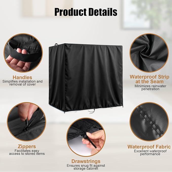 Kasla Storage Cabinet Cover, Outdoor Chest Storage Waterproof Cover, Weatherproof Cabinets Covers for Kitchen Patio Garden Backyard (64"L×35"W×71"H)