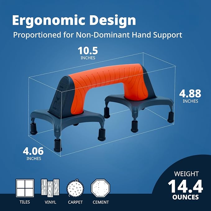 EasyLean Trowel Support Tool, Proudly Made-in-the-USA, Handy Hand Tool for Flooring, Drywall, Cement, and Adhesive Application, Support Tool for Floor Installers with Anti-Slip Spare Feet.