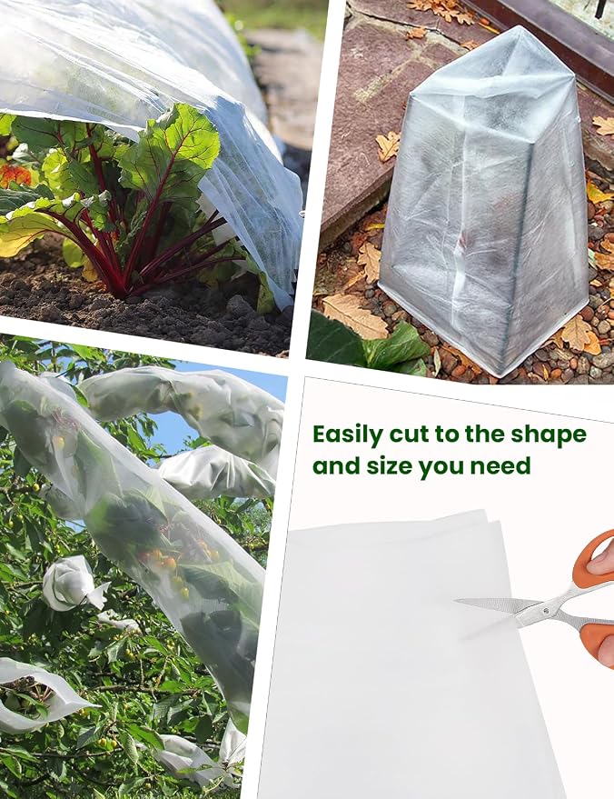 Plant Covers Freeze Protection, 10 ft x 13 ft 1.0 oz/yd² Reusable Frost Protection Floating Row Cover, Frost Blankets for Plants, Frost Cloth for Cold Weather Snow, Winter Frost Pests Protection