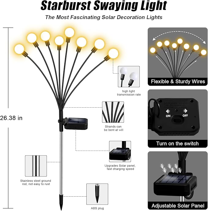 NBQQ Halloween Decorations Outdoor Solar Scary Eyeball Lights, 4 Pack Green Glowing Eyeballs on Flexible Stakes, Waterproof Garden Pathway Lights for Yard, Lawn, Patio, Party (Warm White, 2 Pack)