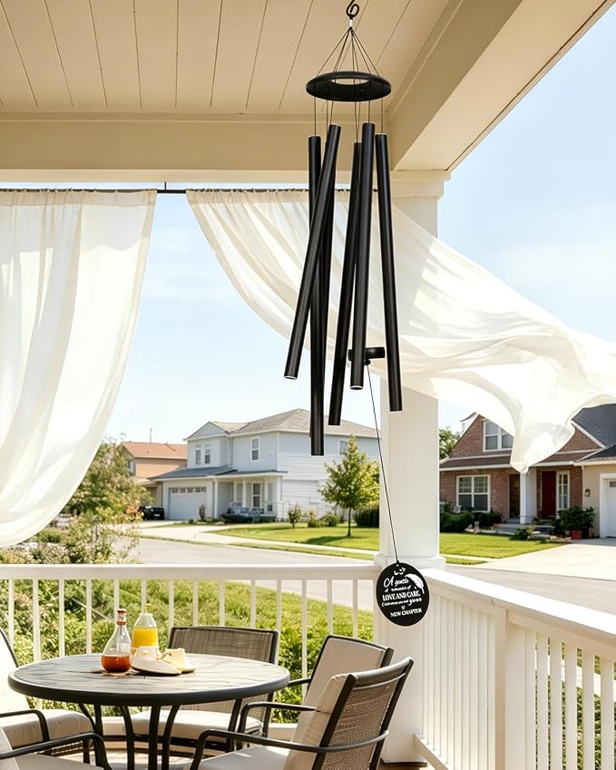 45 Inch Large Wind Chimes for Outside Deep Tone, Tree of Life Wind Chimes Outdoor, Garden, Porch Decor, Memorial Windchimes, Sympathy Gift (Black)