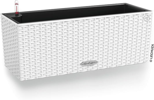 Lechuza BALCONERA Cottage 50 White, Self-Watering Window Box (Railing Planter), H7.5 L19.7 W7.5 in