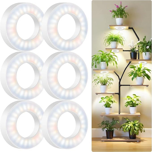 Kullsinss 3.5" Grow Lights for Indoor Plants, 36W Full Spectrum Plant Light | 6-Head Plant Grow Lamp with 6/12/16H Auto Timer, 5 Brightness Levels, DC Adapter, Ideal for Under Cabinets, Plants Shelves