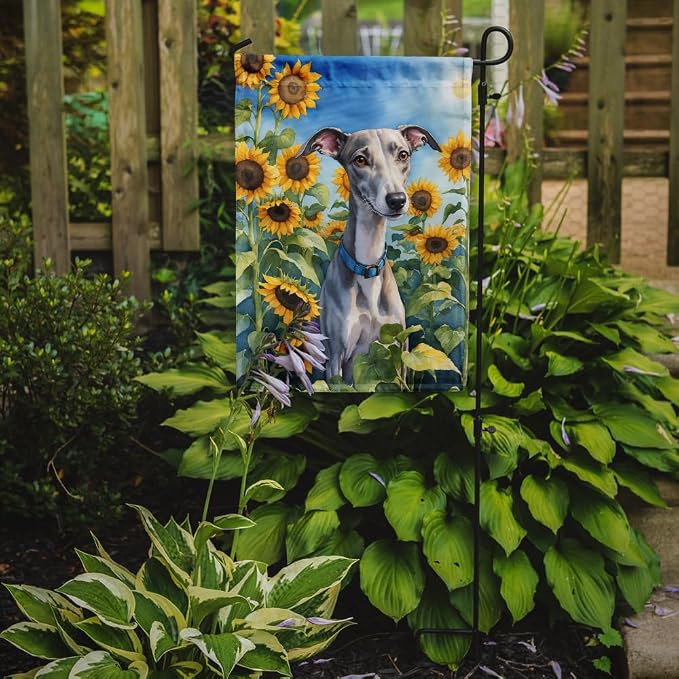 Caroline's Treasures DAC6176GF Whippet in Sunflowers Garden Flag Mailbox Flag Decorative Yard Flag Banner Outside Patio Artwork Yard Flower Beds, Garden Size, Multicolor