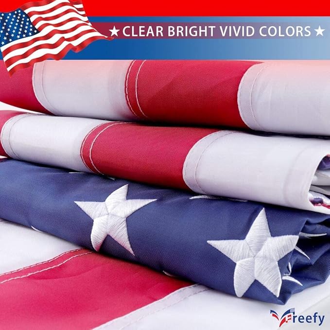 American Flag 3x5 ft- Embroidered Stars,Sewn Stripes,Durable and Long Lasting Nylon,2 solid brass grommets,Perfect for outside/Outdoor Use Heavy Duty US USA Flags.