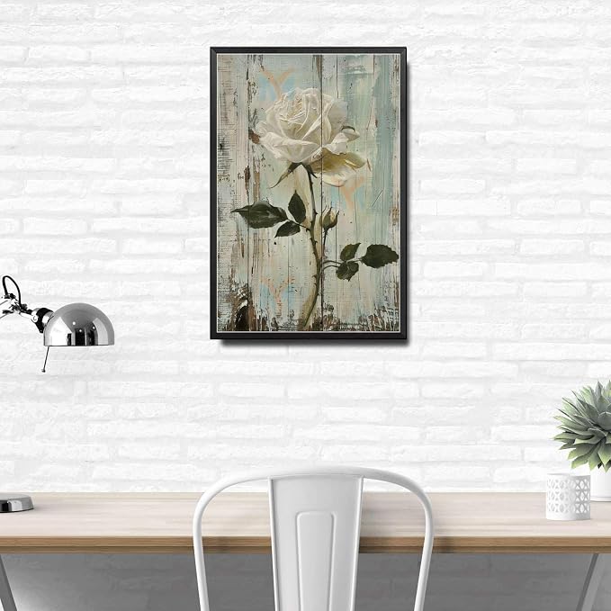 Metal Sign Tin Sign Vintage Wall Art Antique Rose Wall Art Tin Sign for Easy Installation Weather Resistant Design and Rustic Charm Tin Sig for Club 8×12 Inches with Metal Frame