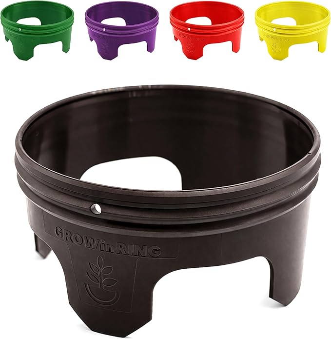 7 inch Solid Planting Grow Rings | 12 Pack Earth Brown | One-Piece Design for Deep Root Watering Veggies, Herbs & Flowers | Mulch & Soil Barrier | Deter Slugs and Cutworms | Heavy Duty | Made in USA