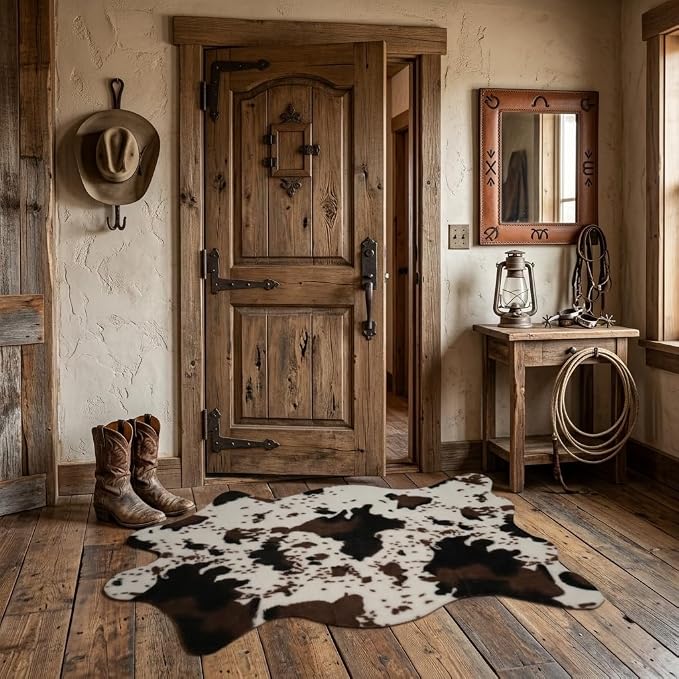 MustMat Cow Print Faux Cowhide Rug 2'6"x3'7", Western Small Area Decor | Fits bedroom,Vanity, Entryway,Nook,Dorm,Rustic;Perfect Farmhouse Decor,Cowboy Birthday