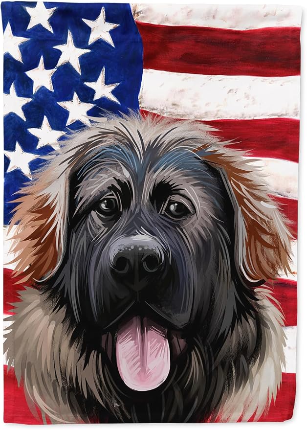 Caroline's Treasures CK6532CHF Georgian Shepherd Dog American Flag House Flag Large Porch Sleeve Pole Decorative Outside Yard Banner Artwork Wall Hanging, Polyester, House Size, Multicolor