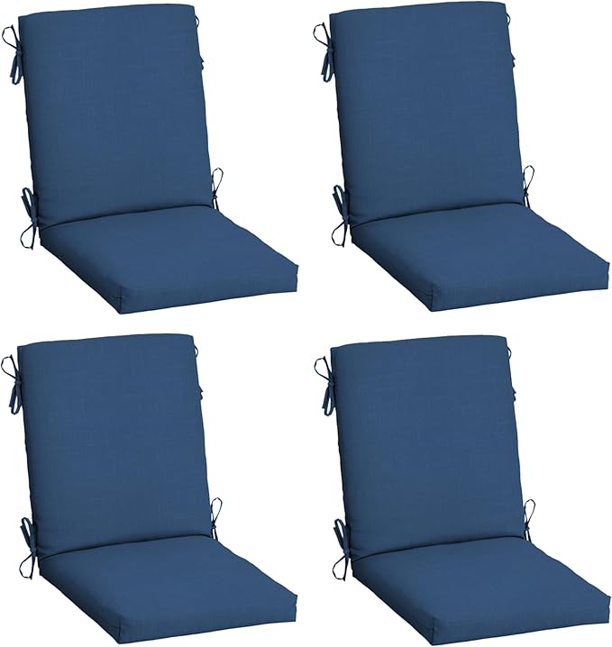 Arden 4-Pack Outdoor Patio Dining Chair Cushion, 20 x 44, Rain-Proof Seat Pad, Fade-Resistant Outdoor Cushion Cobalt Blue Texture