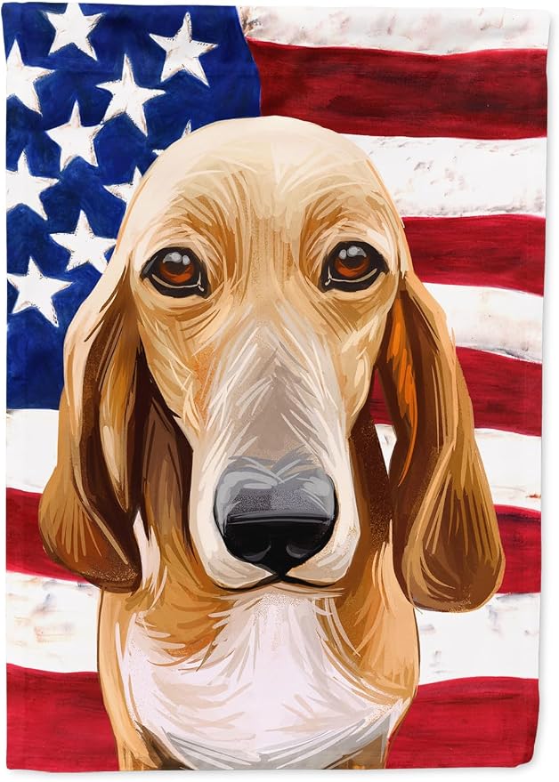 Caroline's Treasures CK6693GF Schweizer Laufhund Dog American Flag Garden Flag Mailbox Flag Decorative Yard Flag Banner Outside Patio Artwork Yard Flower Beds, Garden Size, Multicolor