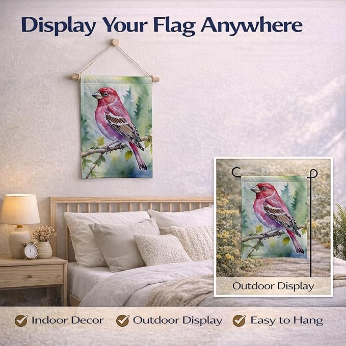 Caroline's Treasures New Hampshire Purple Finch Garden Flag Mailbox Flag Decorative Yard Flag Banner Outside Patio Artwork Yard Flower Beds, Garden Size, Multicolor