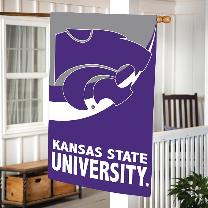 NCAA Kansas State University House Flag, 28 x 44, Double Sided Garden Flags for Outside, Outdoor College Flags & Banners for Gardens Patio, Indoor Wall Decor Flag for Room