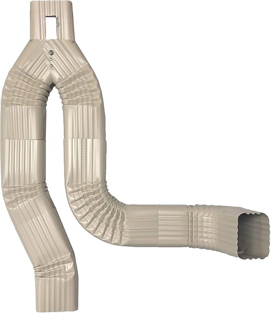 Aluminum 3x4 Offset Downspout Diverter for Rain Barrels | Made in The U.S.A. | Includes Screws & Instructions (Wicker)