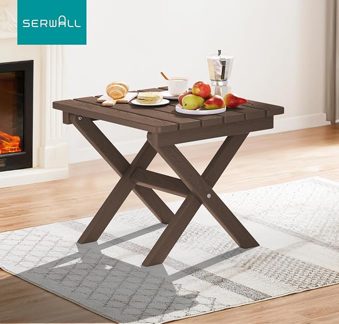 SERWALL Folding Outdoor Side Table Set of 4, Small Adirondack Side Table, Coffee