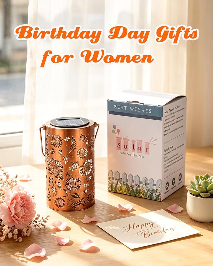ANYTALK 2Pack Sunflower Solar Lanterns Outdoor Waterproof, Birthday Gifts for Women Mom Grandma, Hanging Solar Lights for Yard, Patio, Porch, Garden Decor