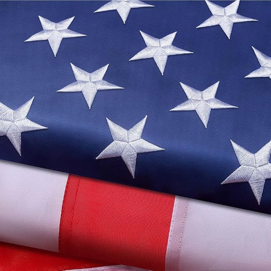 American Flag 3x5 FT Outdoor Heavy Duty – USA Polyester Flag with Embroidered Stars, Sewn Stripes, Brass Grommets, UV Fade Resistant for Outside Yard Garden Pole