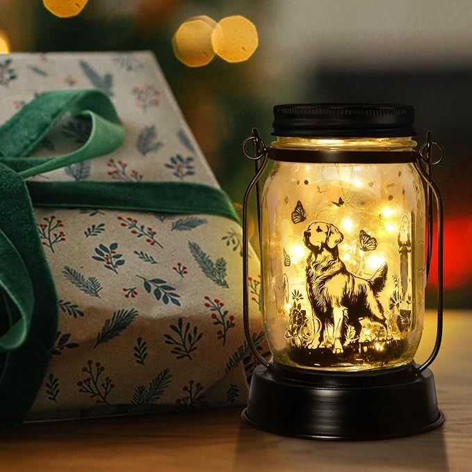 kyoryuger Golden Retriever Gifts for Women/Men Golden Retriever Solar Lanterns Dog Mom Birthday Dog Lover Lantern Pet Memorial Solar Garden Decor for Yard, Patio,Torches, Gifts for Mom