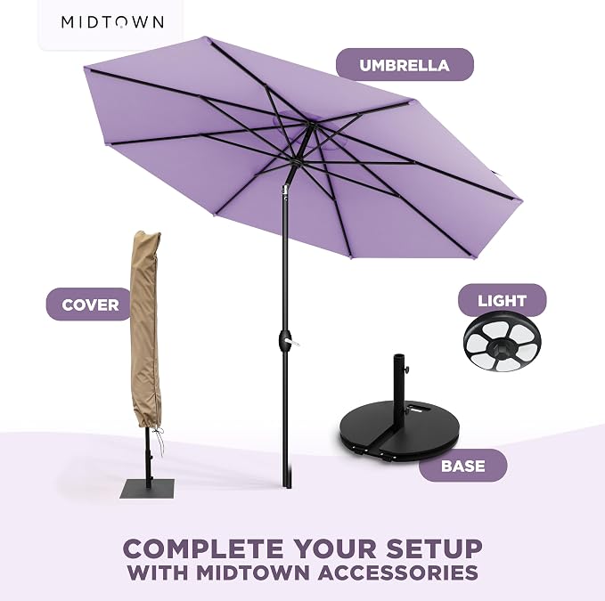 The Lean Patio Umbrella (Terylast Fabric - Midtown Purple, 10 Foot)